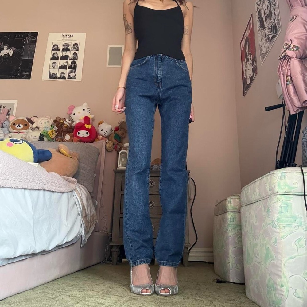 Ragged Priest Dark Wash High Waisted Butt Slash Jeans